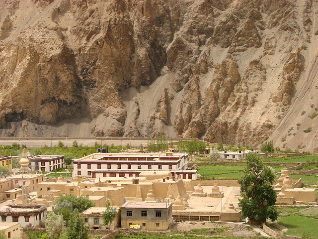Tabo Monastery against the backdrop of the Mighty cliffs