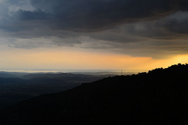 View of Kangra valley and farthest Pong Dam Reservoir from McLeod Ganj