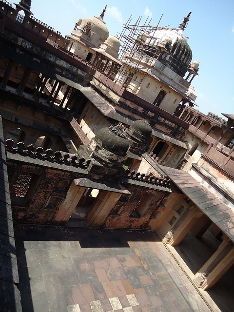 Diagonal shot of part of Datia's fort